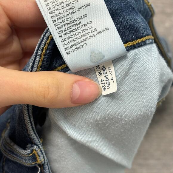 American Eagle Flex Dark Wash Faded Blue Mens 40x29 Frayed‎ Hem Skinny Jeans - Picture 6 of 14